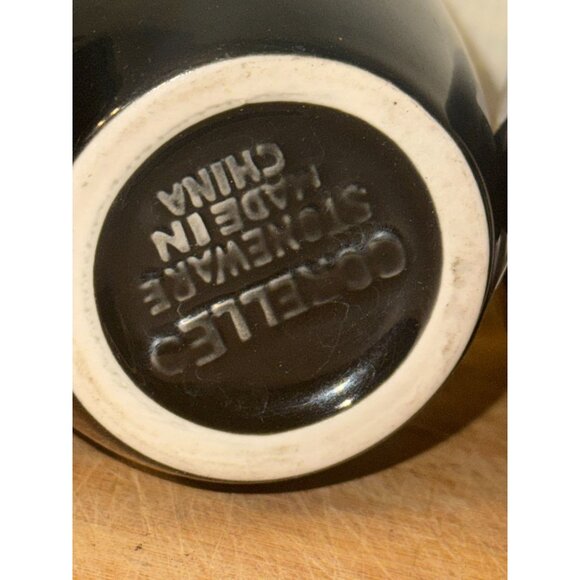 Set Of 3 Black Coffee Mugs Corelle & Royal Norfolk Stoneware Microwave & Dishwas - Picture 5 of 7